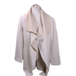 Women's For Cynthia Beige L Cardigan Wool Sweater Jacket W Pockets
